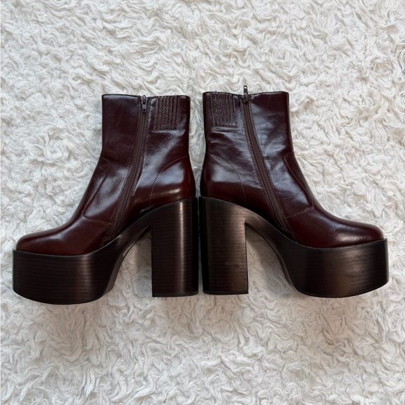 JEFFREY CAMPBELL Mexique Brown burgundy Leather Platform Boots US size 7.5 - Picture 3 of 9